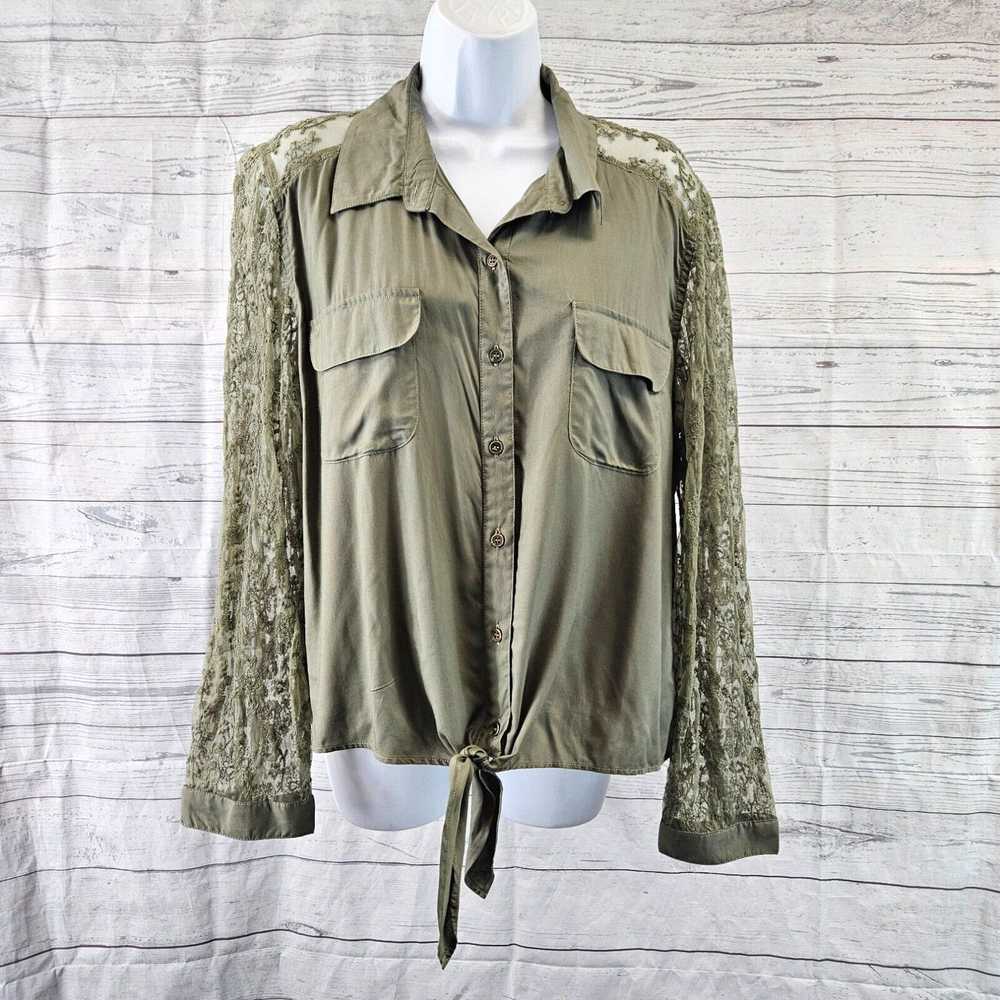 Vintage Chicos Womens Button Down Top Sz Large Gr… - image 1