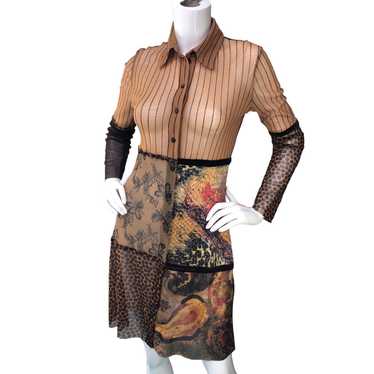 Fuzzi Fuzzi JPG Size M Shirt Dress Sheer Multimedi