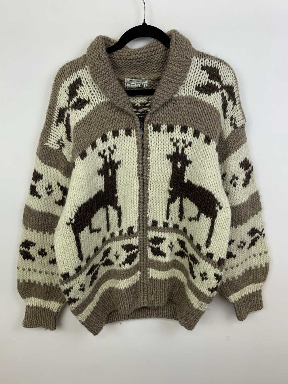 Cardigan × Coogi Vintage 1970s Stag Wool Zip Cowi… - image 1