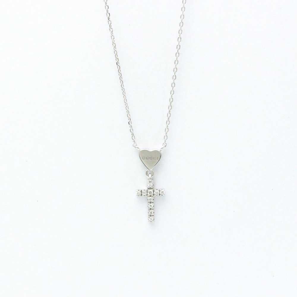 Gucci Gucci Heart Cross Diamond Necklace White Go… - image 1