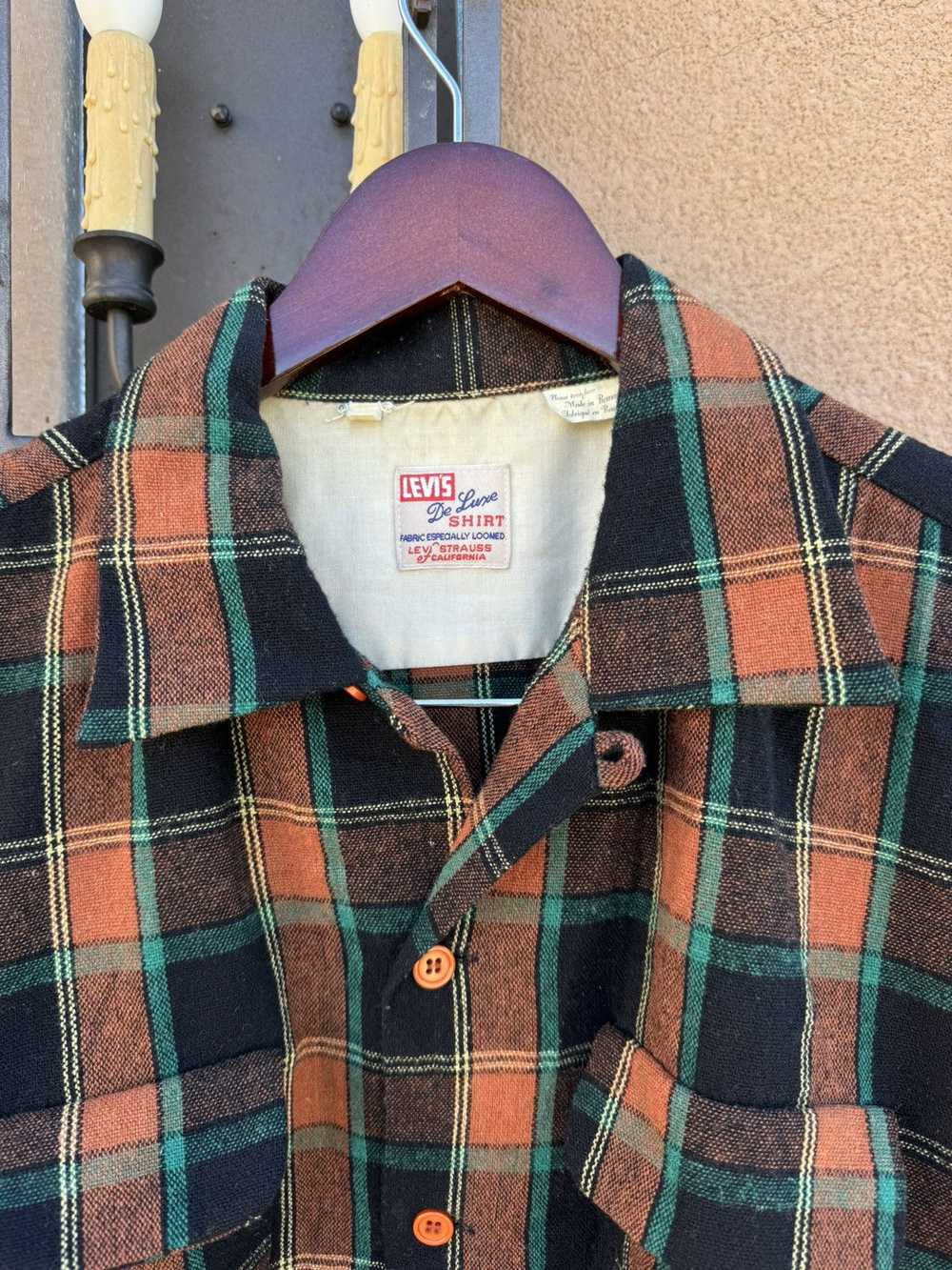 Levi's Vintage Clothing size L black/orange plaid… - image 1