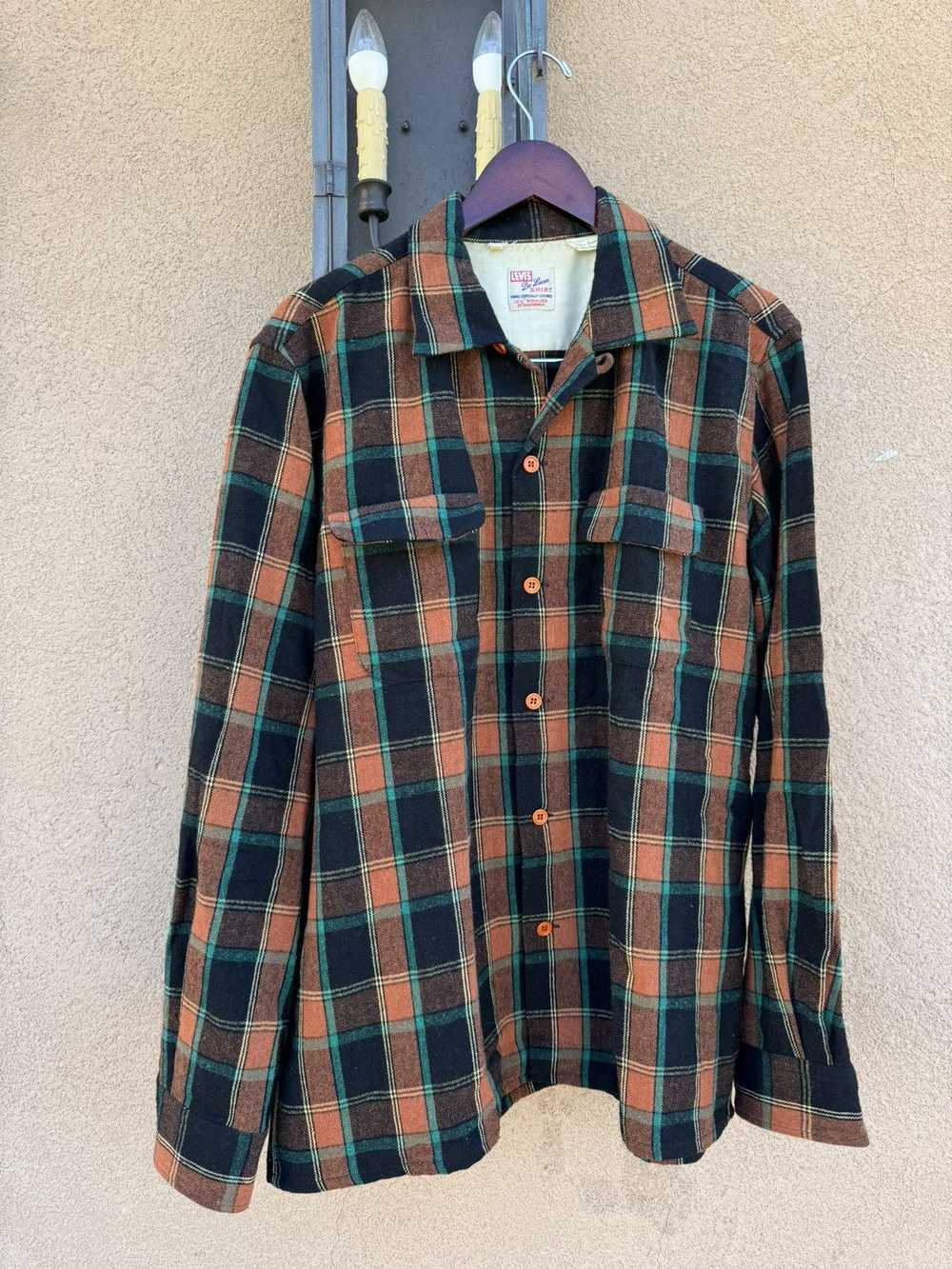 Levi's Vintage Clothing size L black/orange plaid… - image 2