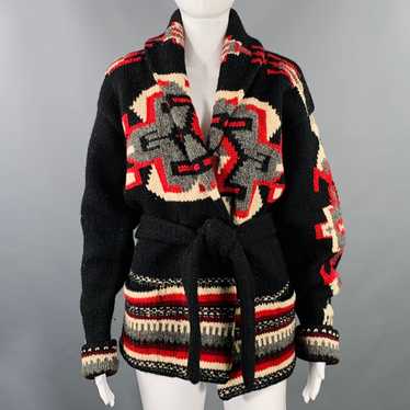 Ralph Lauren Black Red Black Wool Shawl Collar Ca… - image 1