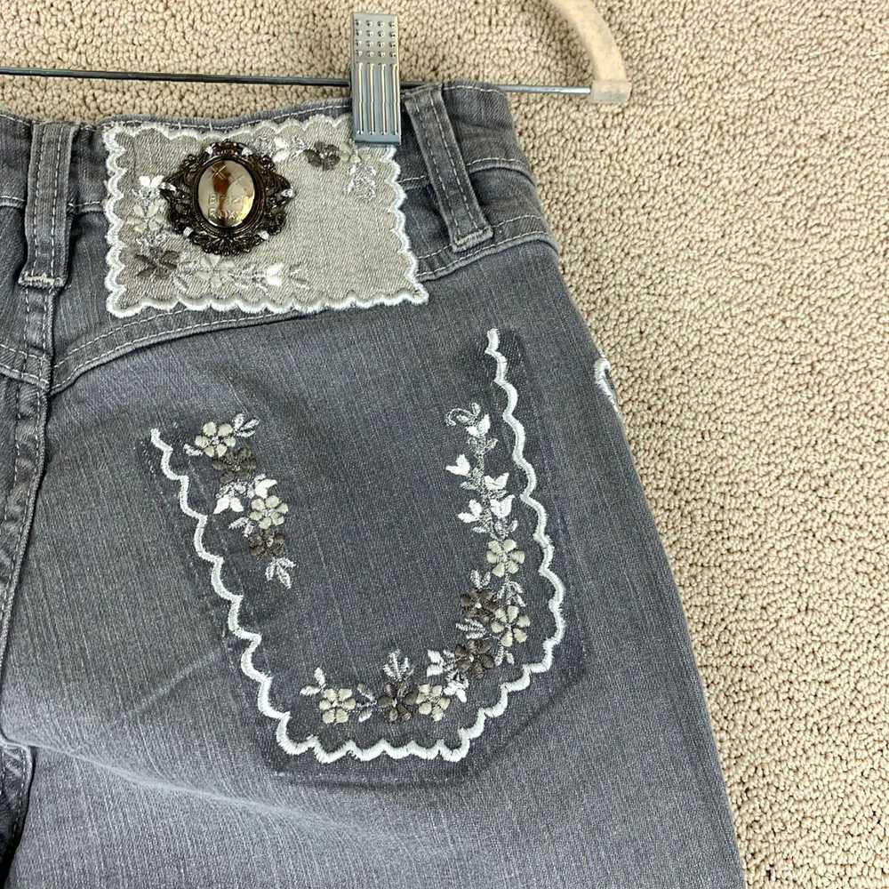 Vintage Women's Four Gray Low Rise Floral Embroid… - image 4