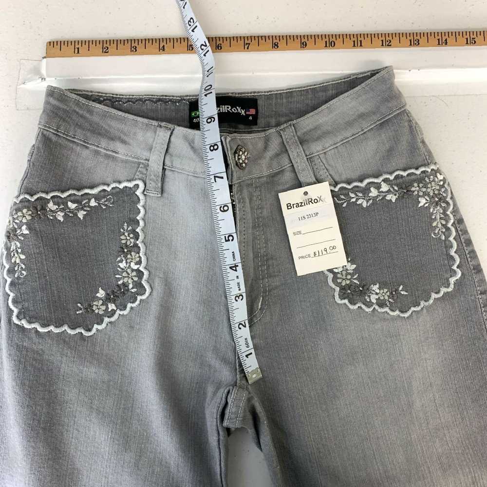 Vintage Women's Four Gray Low Rise Floral Embroid… - image 7