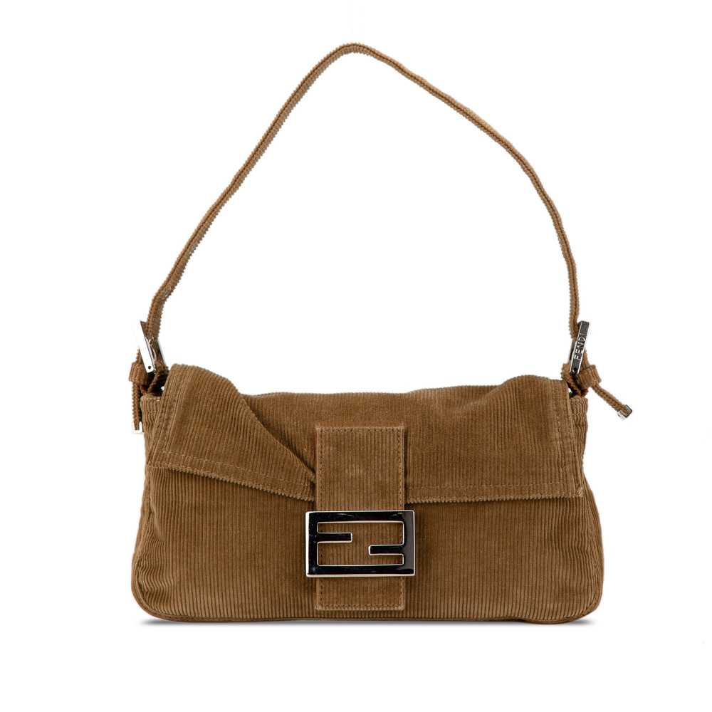 Brown Fendi Corduroy Baguette Shoulder Bag - image 1