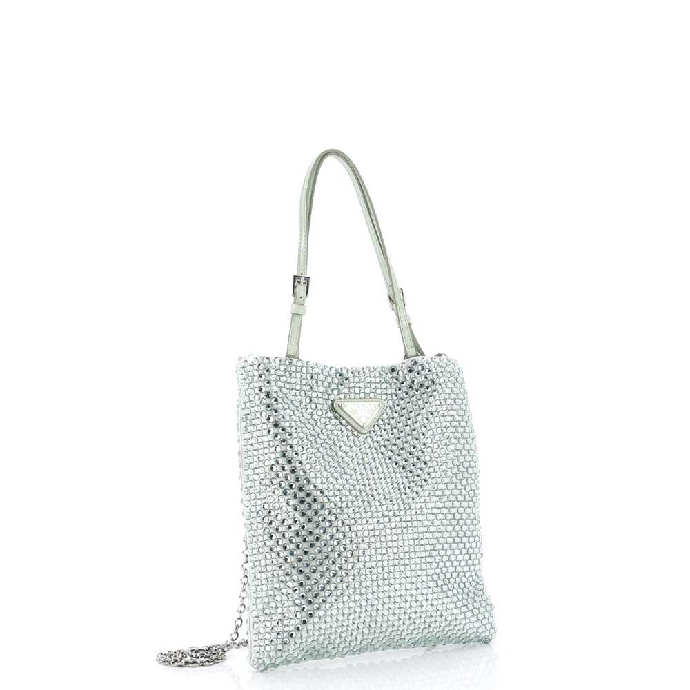 PRADA Chain Flat Tote Crystal Embellished Satin M… - image 2