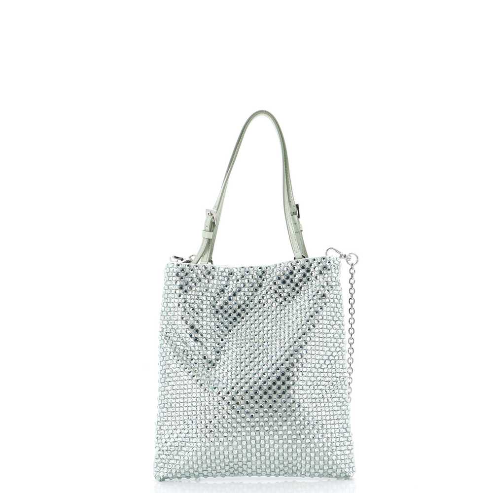 PRADA Chain Flat Tote Crystal Embellished Satin M… - image 3