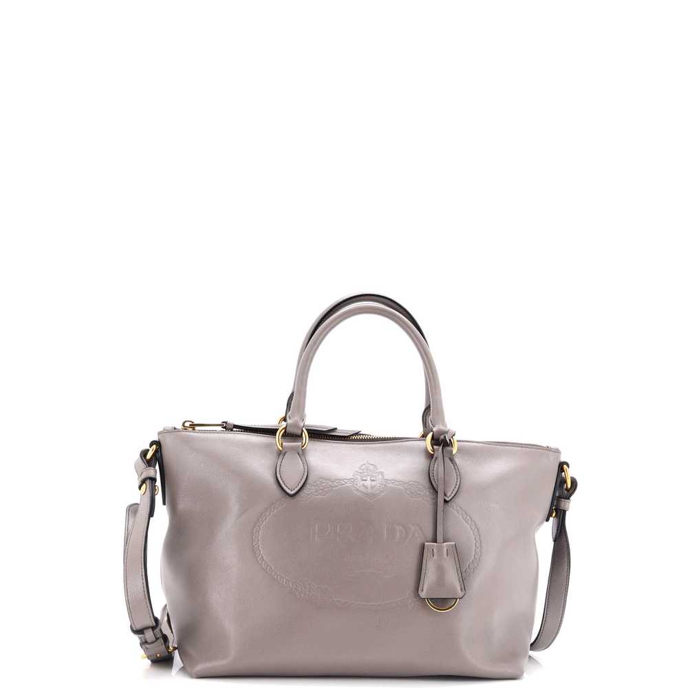 PRADA Embossed Logo Convertible Tote Glace Calf S… - image 1