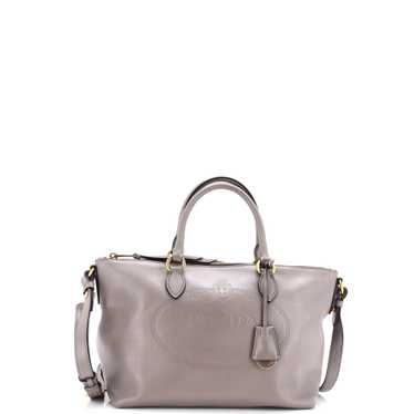 PRADA Embossed Logo Convertible Tote Glace Calf Sm