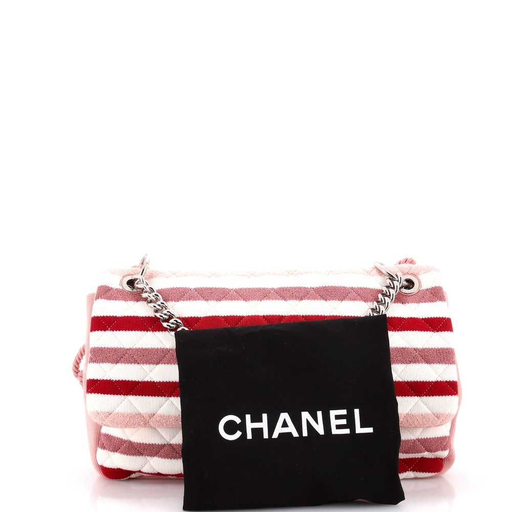 CHANEL Rope Flap Bag Quilted Striped Jersey Large - image 2