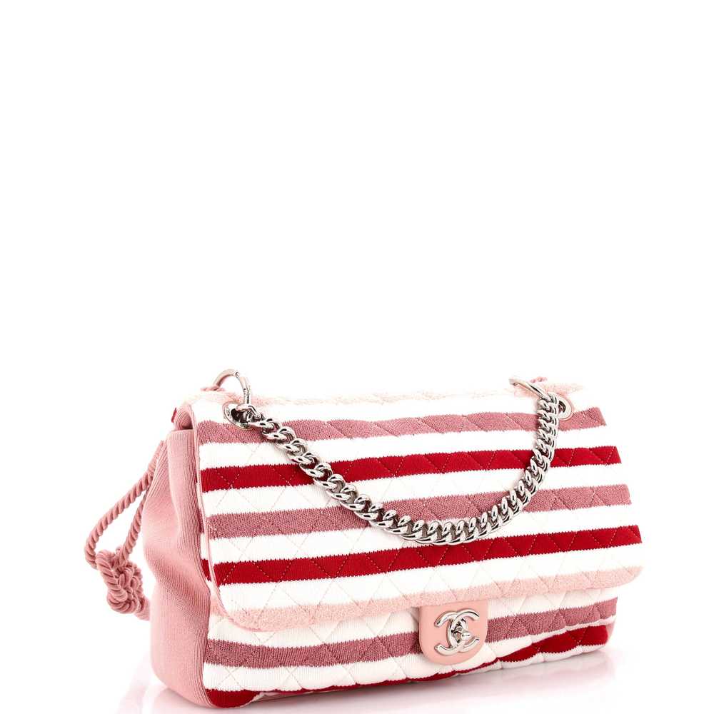 CHANEL Rope Flap Bag Quilted Striped Jersey Large - image 3