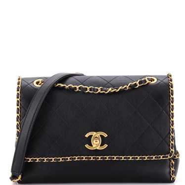 CHANEL Chain All Over Flap Bag Stitched Calfskin M