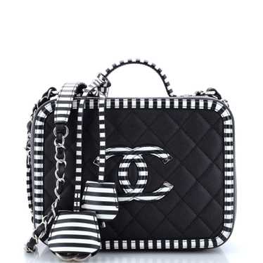 CHANEL Filigree Vanity Case Quilted Caviar with St