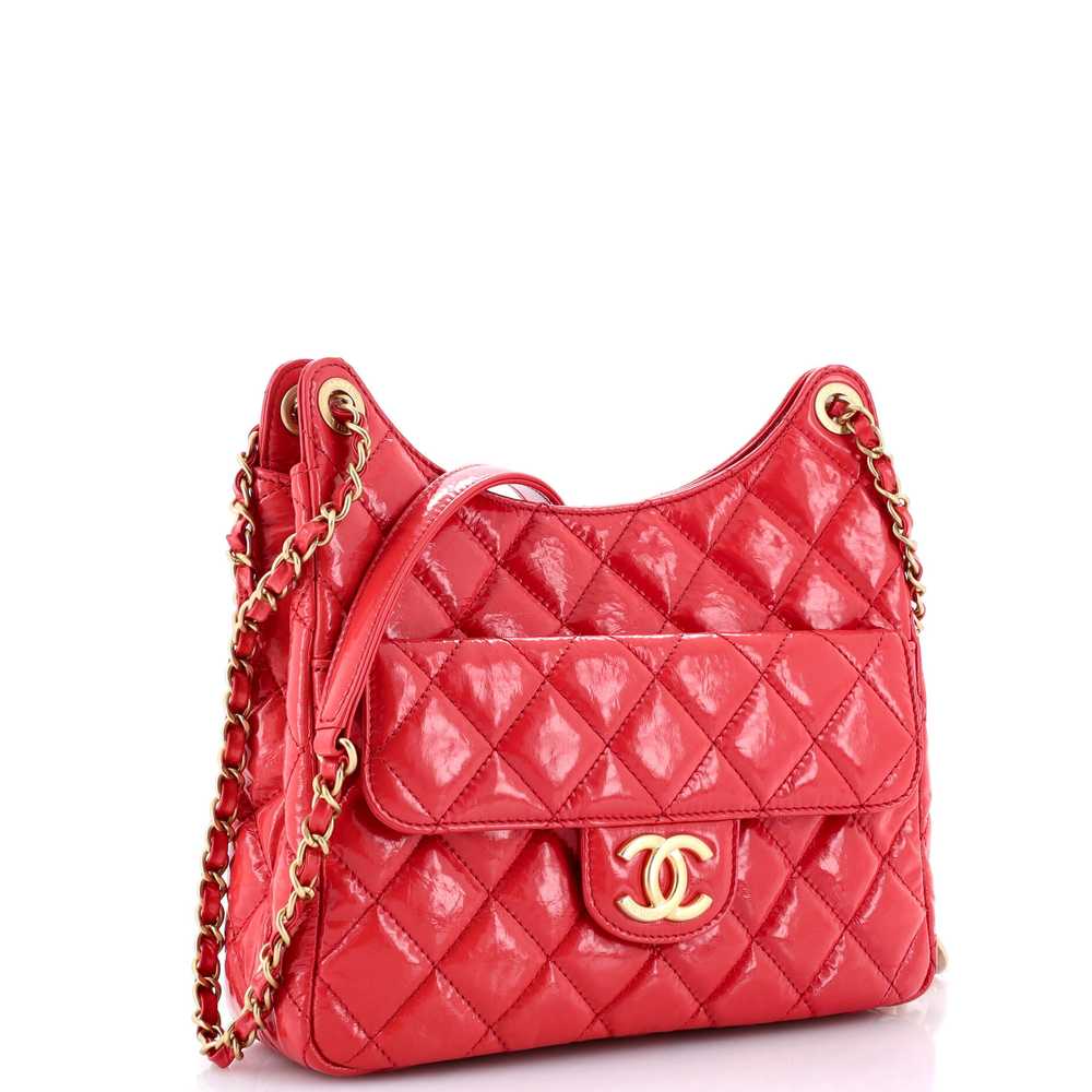 CHANEL Wavy CC Hobo Quilted Crumpled Calfskin Med… - image 2