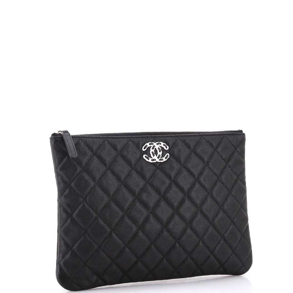 CHANEL Woven Chain CC O Case Clutch Quilted Cavia… - image 2