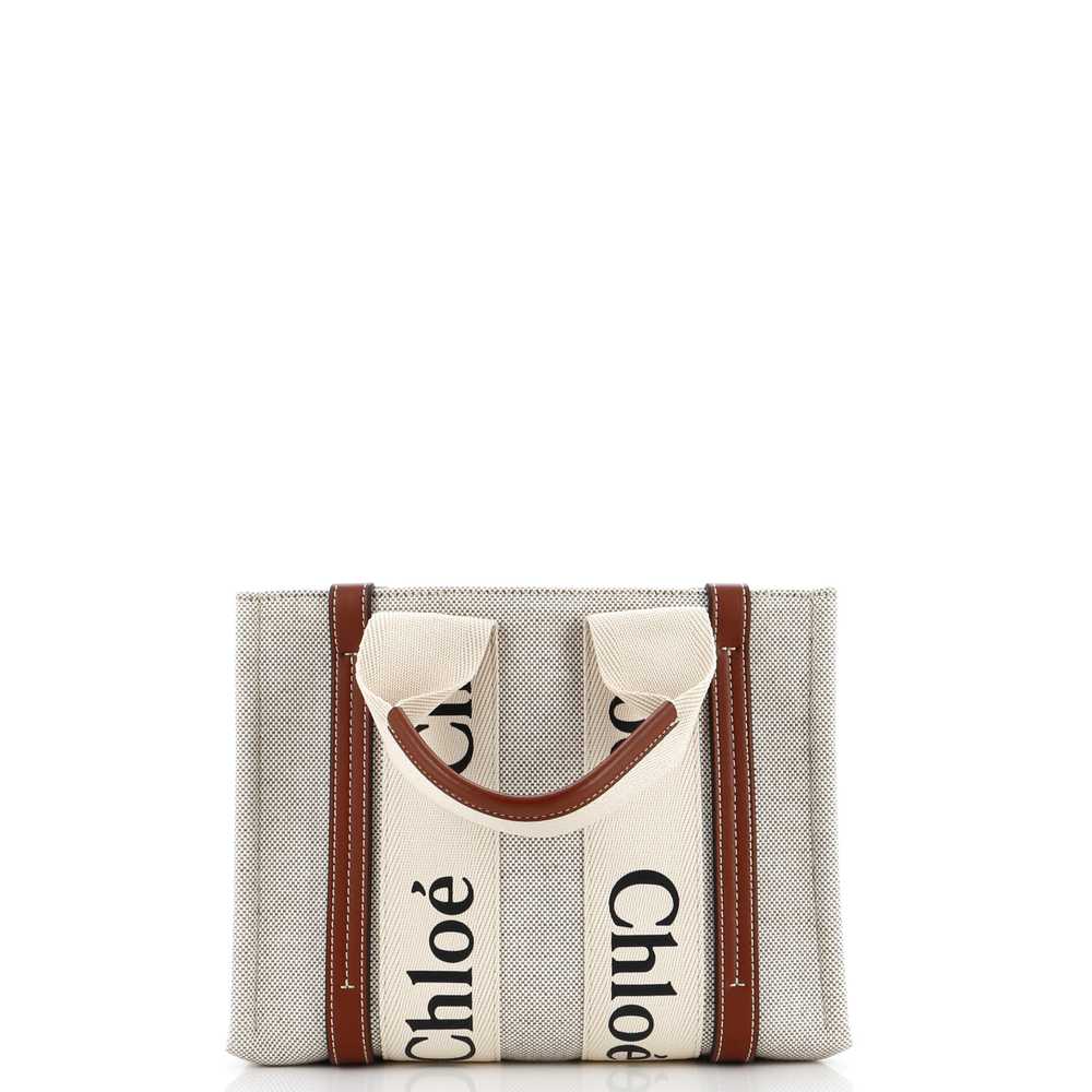 CHLOE Woody Tote Canvas with Leather Small - image 3