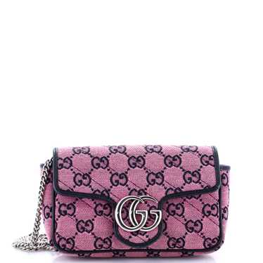 GUCCI GG Marmont Flap Bag Diagonal Quilted GG Canv