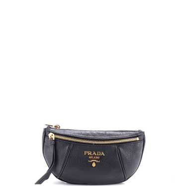 PRADA Front Zip Waist Bag Vitello Daino Small