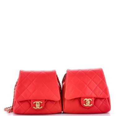 CHANEL Side Packs Flap Bag Quilted Lambskin Small