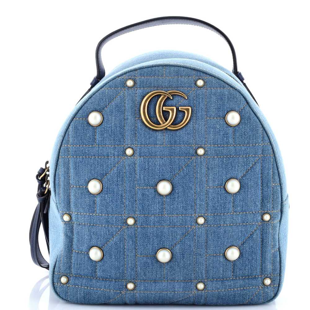 GUCCI Pearly GG Marmont Backpack Embellished Mate… - image 1