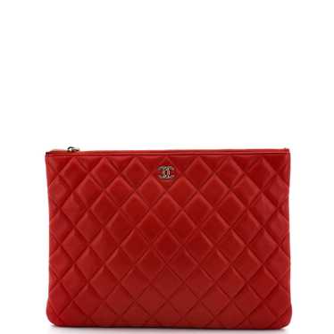 CHANEL O Case Clutch Quilted Lambskin Medium