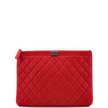 CHANEL Boy O Case Clutch Quilted Lambskin Medium