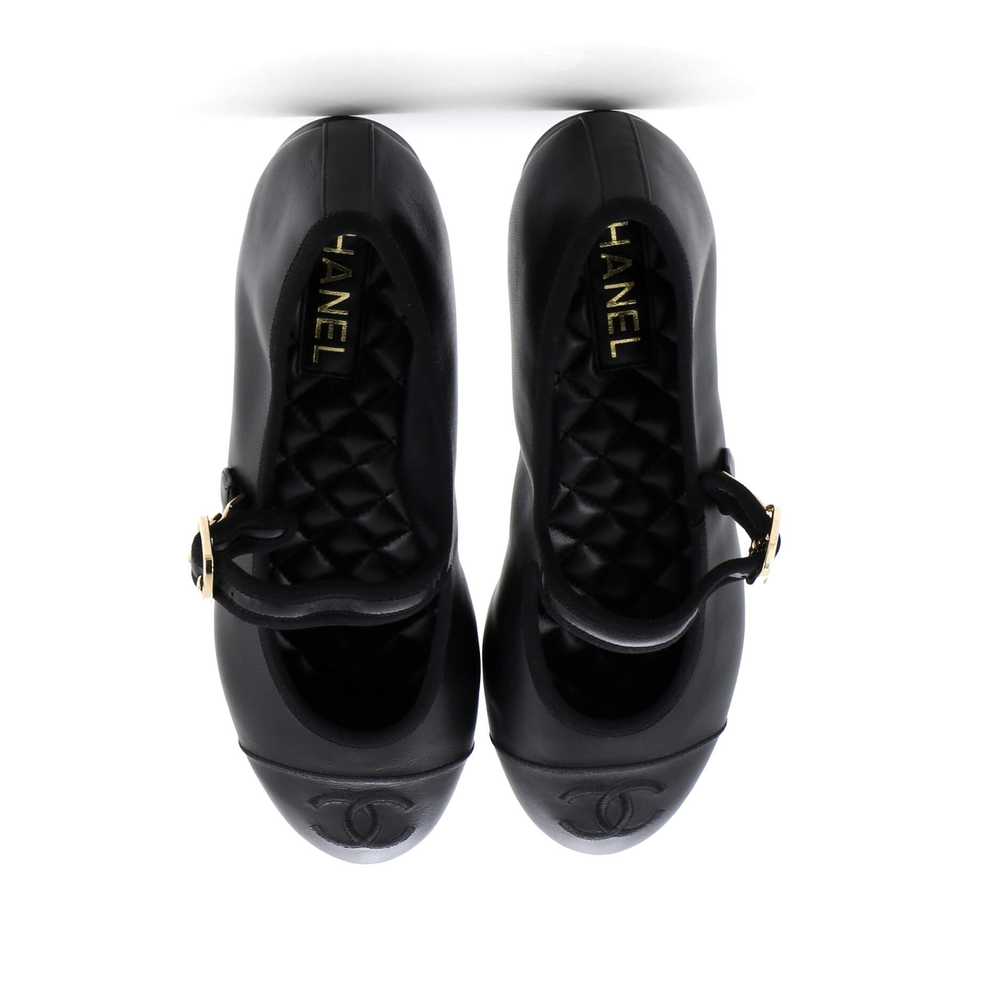 CHANEL Women's CC Mary Jane Flats Embroidered Lea… - image 2