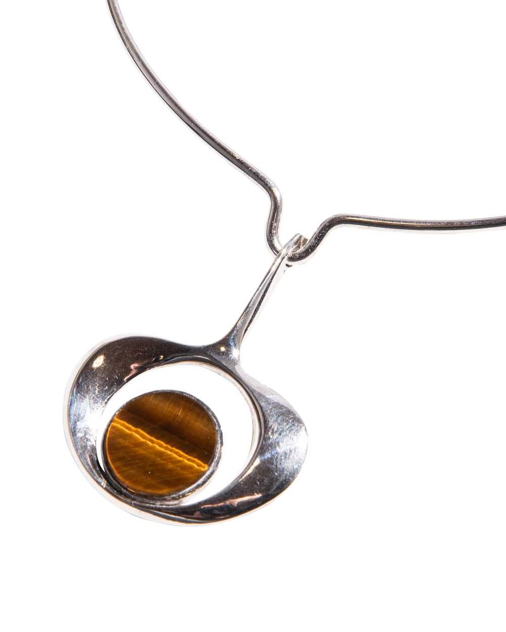 1960's Sterling Silver Tiger's Eye Stone Mod Chok… - image 10