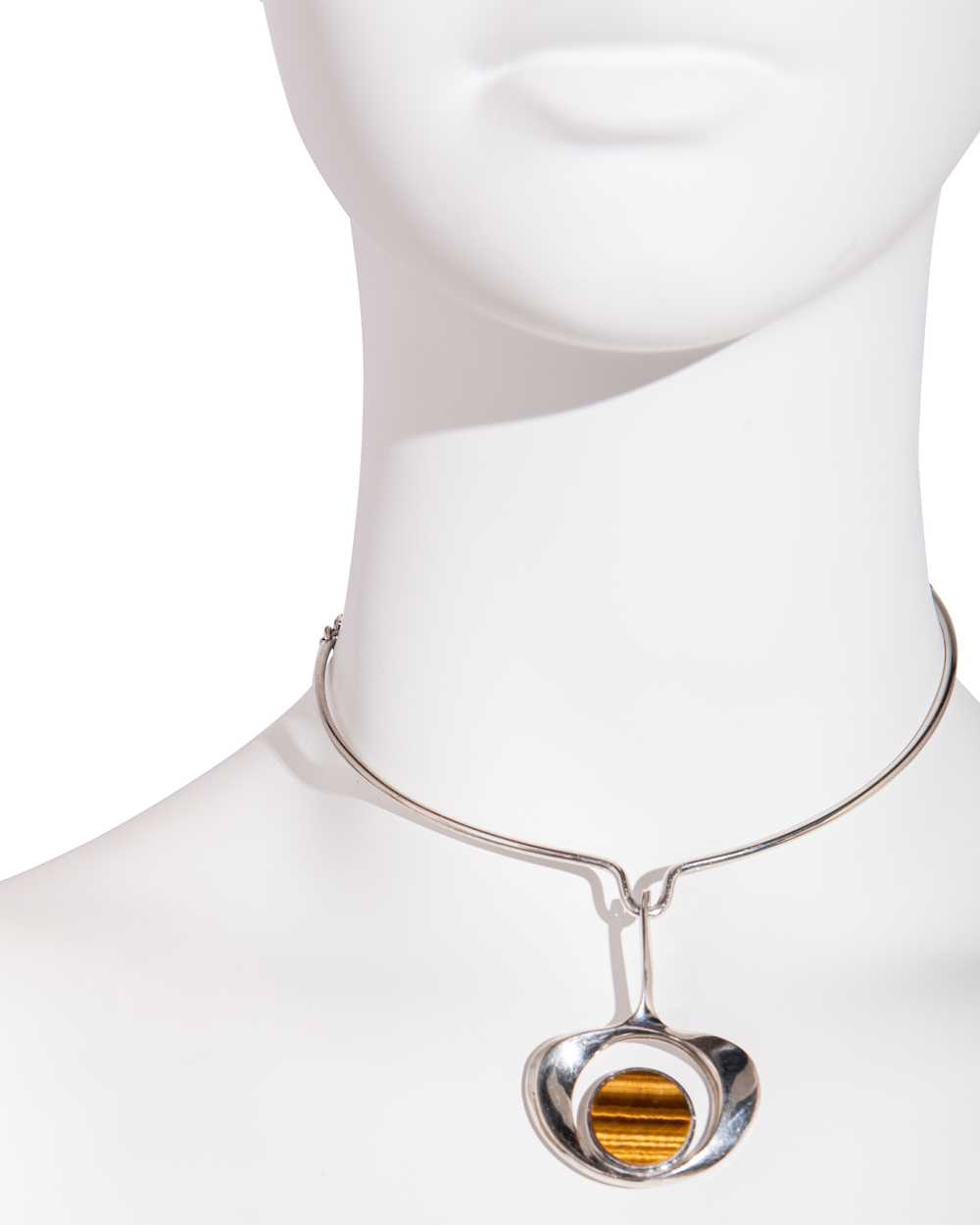 1960's Sterling Silver Tiger's Eye Stone Mod Chok… - image 9