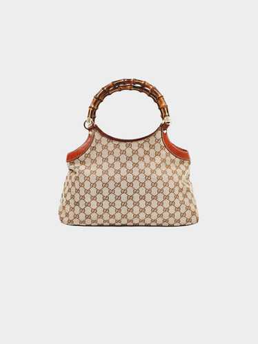 Gucci 1990s GG Monogram Canvas Bamboo Tote Bag