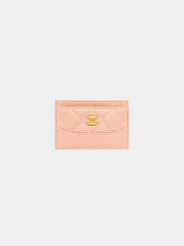 Chanel 2019 Pink Lambskin Matelasse Card Case