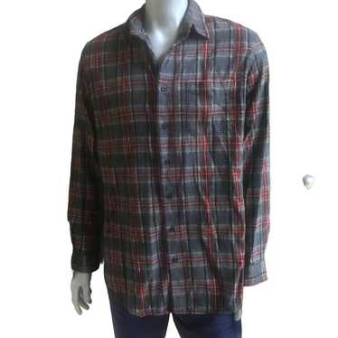 L.L. Bean L.L. Bean Flannel Plaid Gray Red Button… - image 1