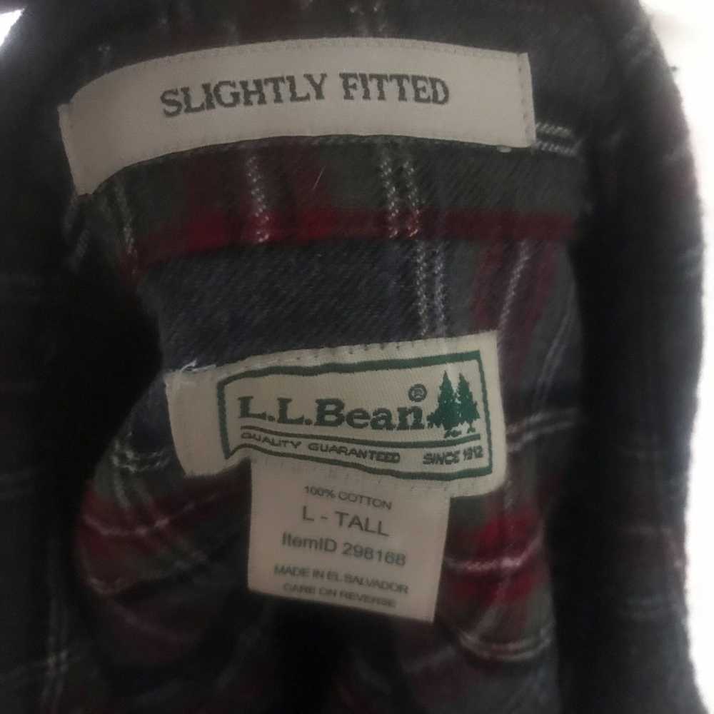 L.L. Bean L.L. Bean Flannel Plaid Gray Red Button… - image 6