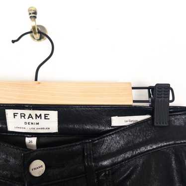 FRAME Le Garcon Black Genuine Lamb Leather Crop J… - image 1