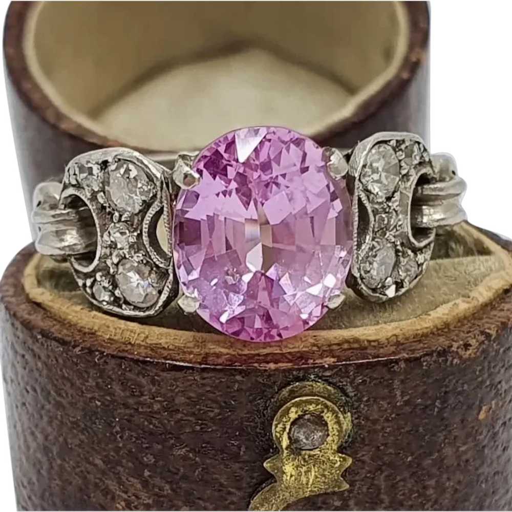 Stunning Art Deco Natural Pink Ceylon Sapphire Di… - image 1