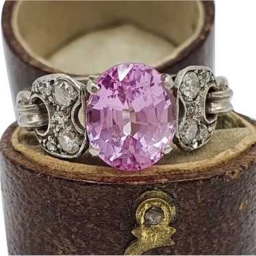 Stunning Art Deco Natural Pink Ceylon Sapphire Dia