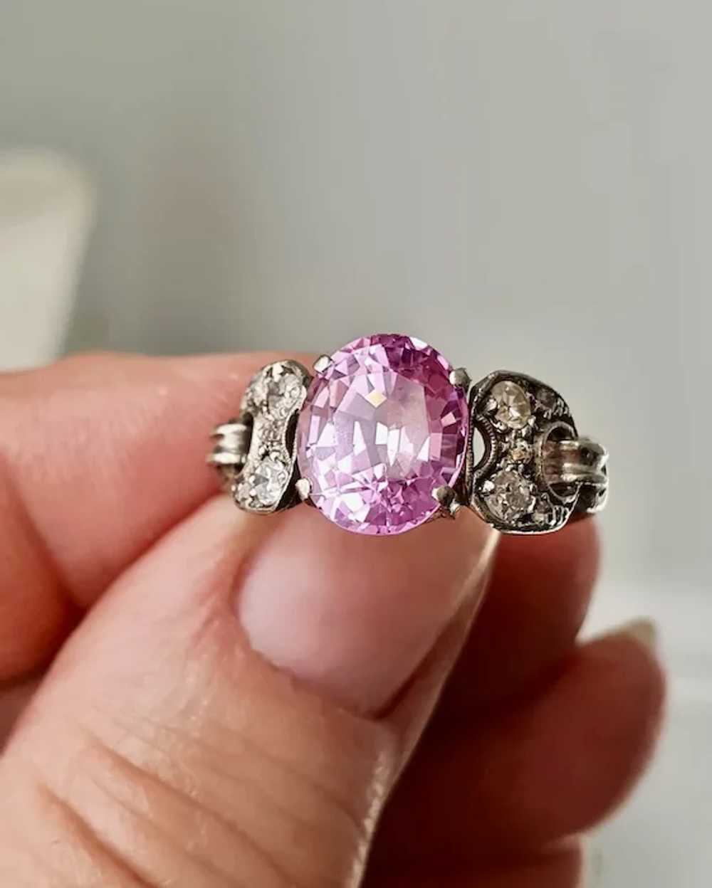 Stunning Art Deco Natural Pink Ceylon Sapphire Di… - image 5