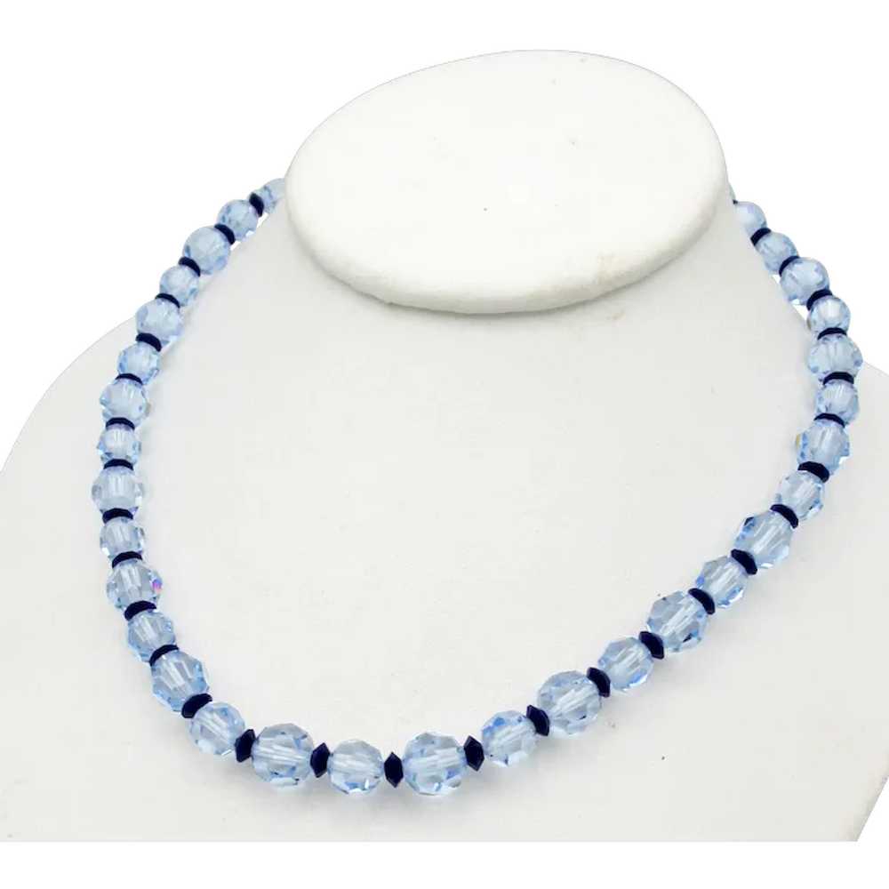 Vintage Kramer Blue Crystal Beaded Necklace - image 1