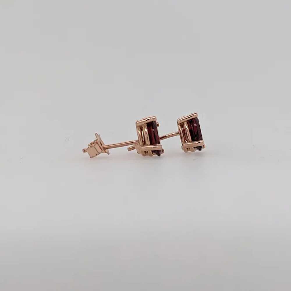 Garnet Solitaire Stud Earrings in Solid 14K Gold … - image 4