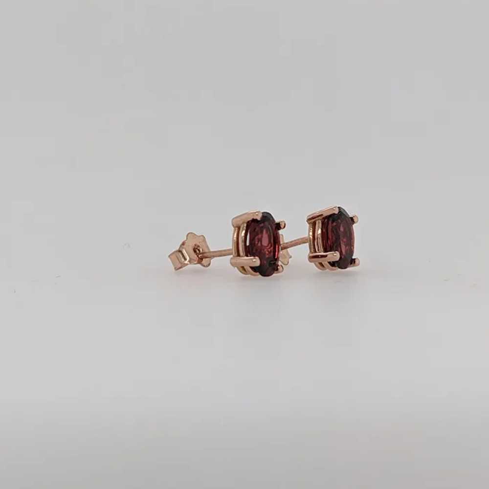 Garnet Solitaire Stud Earrings in Solid 14K Gold … - image 6