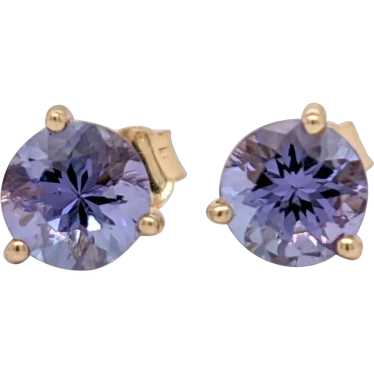 Tanzanite Martini Solitaire Stud Earrings in Soli… - image 1