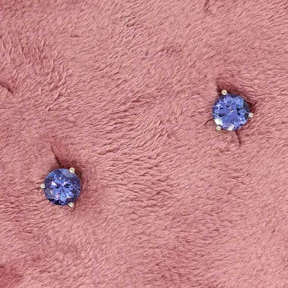 Tanzanite Martini Solitaire Stud Earrings in Soli… - image 4