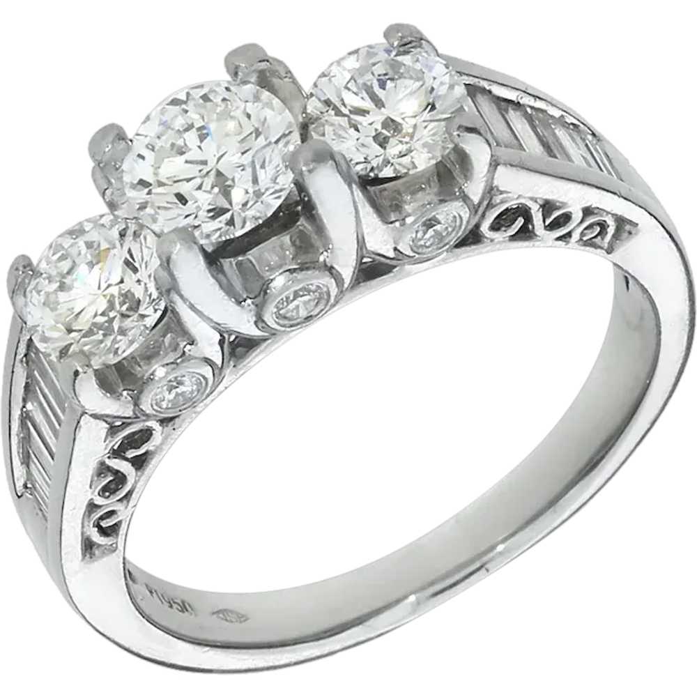 950 Platinum 2.01ctw Natural Diamond 3 Stone Hand… - image 1