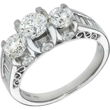 950 Platinum 2.01ctw Natural Diamond 3 Stone Hand… - image 1