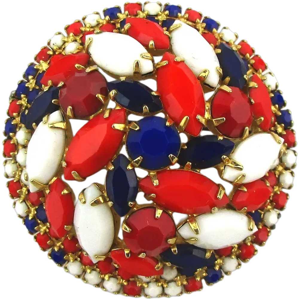 Dome of Red White and Blue Vintage Pin Brooch - image 1