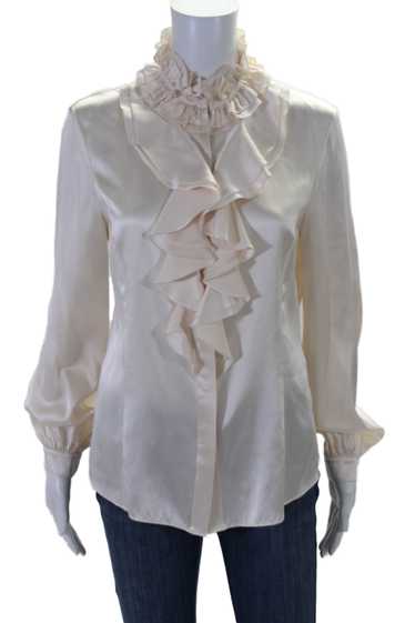 Lafayette 148 New York Womens Button Front Ruffled