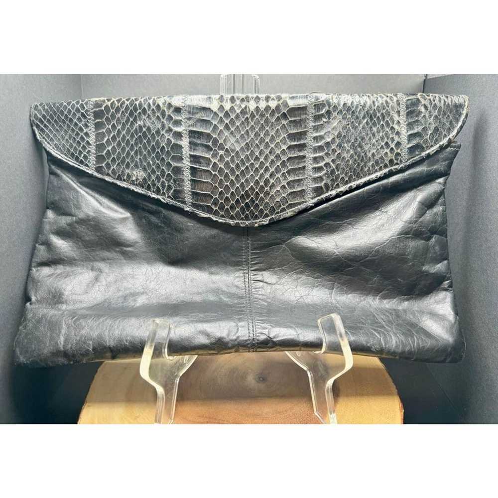 Vintage Black Leather and Snakeskin Clutch - image 1