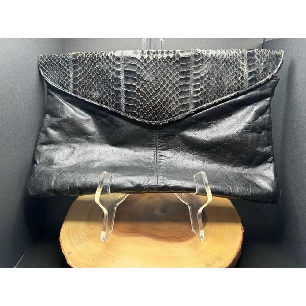 Vintage Black Leather and Snakeskin Clutch - image 2