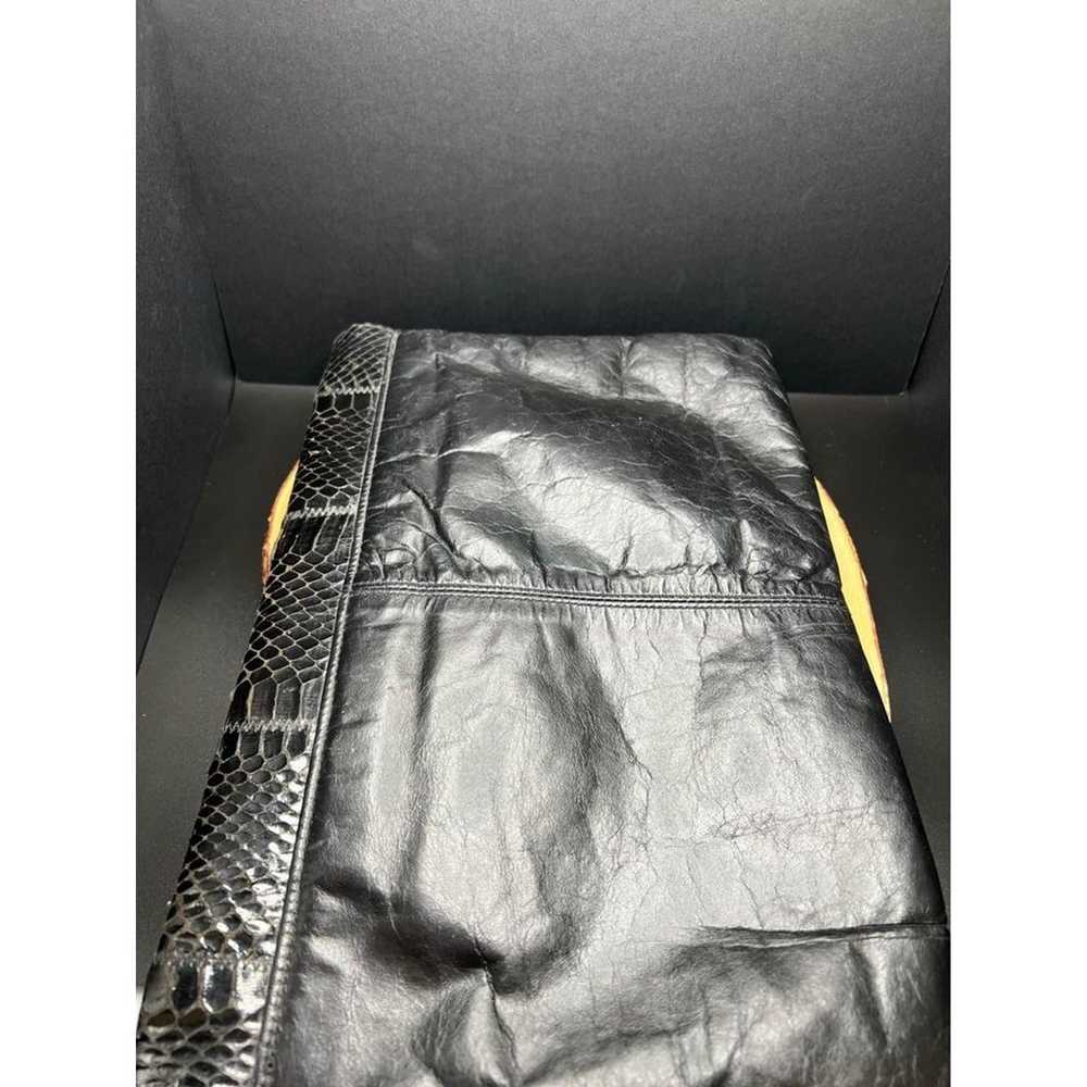 Vintage Black Leather and Snakeskin Clutch - image 6